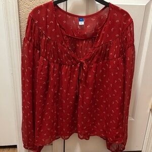 Old Navy Red Sheer Blouse